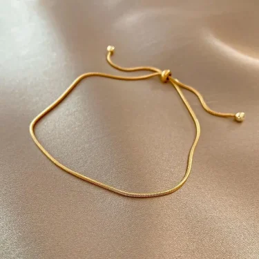 ANENJERY 316L Stainless Steel Adjustable Pull Bracelet Anklet Female Ins Cold Wind Simple Snake Bone Chain Bracelet 2