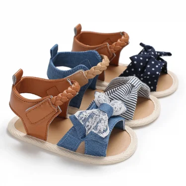 Cute Baby Girl Sandals Beach Slippers Infant Flexible Non-slip Bowknot Summer Flats Toddler Shoes Princess First Walkers 3