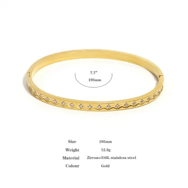 Greatera Trendy Gold Plated 316L Stainless Steel Bangles Bracelets for Women Delicate Cubic Zirconia Bracelet Party Jewelry 2024 6