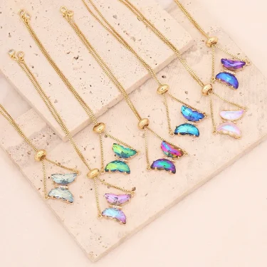 Luxurious Colorful Butterfly Zircon Stainless Steel Bracelet For Women 26cm Adjustable Bracelet Jewelry Gifts 18K Gold Plated 2