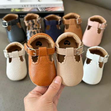 Baby Boys Girls Shoes Infant Leather Rubber Sole Anti-slip Toddler First Walkers Crib Shoes Newborn Girl Princess 2