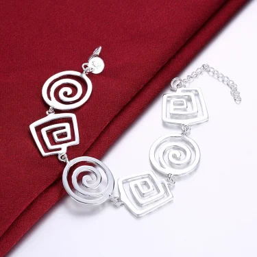 Factory direct fashion 925 Sterling Silver Bracelet for woman Retro round pattern chain trend jewelry Wedding party lady gift 1