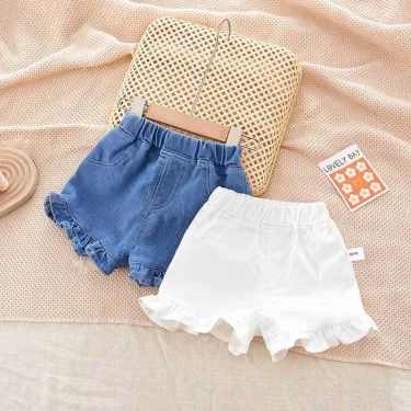 MILANCEL Summer Kid's Pants Fashion Girls New Denim Ruffle Shorts Children's Wear Teenage Girl Jeans 2