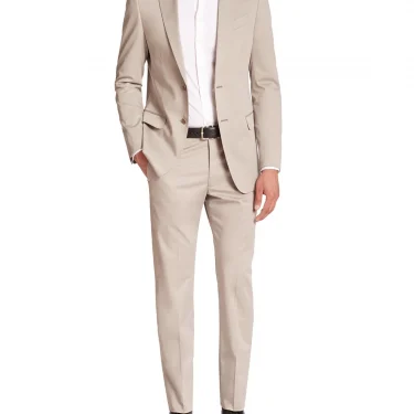 Slim Fit Beige Men's 2-Piece Suit Two Buttons Notch Lapel Prom Party Wedding Jacket Business Tuxedo 1