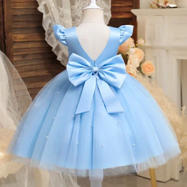 Toddler Girl Red Christmas Princess Dress Cute Baby Girl 1st Birthday Party Tutu Gown Newborn Backless Bow Beading Xmas Costume 4