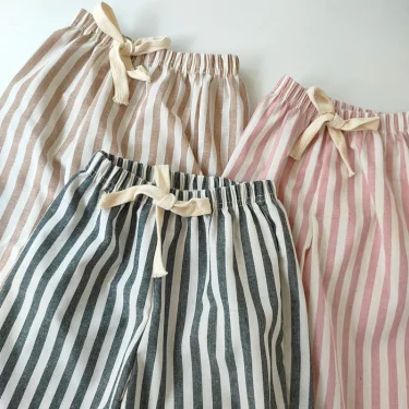 Children's Clothing Linen Cotton Shorts Summer Girls Boys Stripe Pants Kids Baby Casual Vintage Loose Short Pant Girl Clothes 5