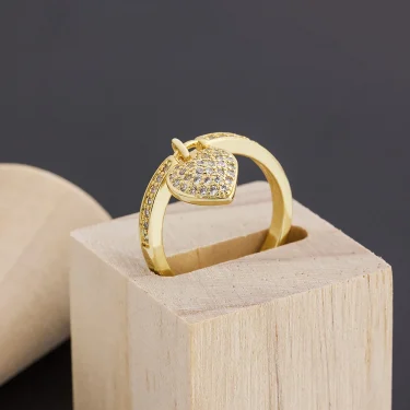 AIBEF Bohemian Classic Romantic Heart Shape Adjustable Rings Cubic Zircon Crystal Opening Finger Women Charm Gold Color Jewelry 2