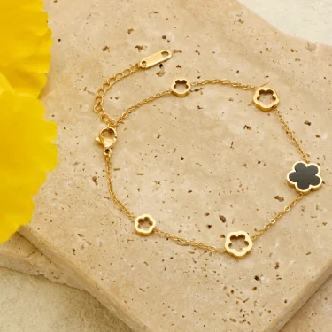 1 Piece Trendy Stainless Steel Shell Plum Flower Bohemia Party Bracelet For Women Original Design Bangle Jewelry 3