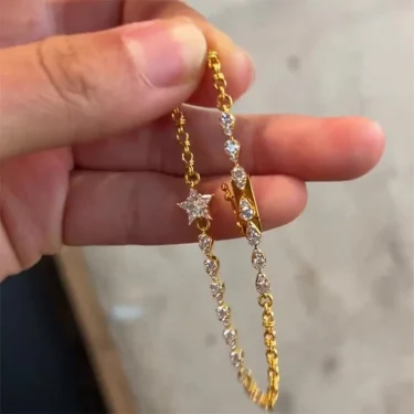 Foxanry Sparkling Zircon Star Geometric Bracelet For Women Girl Fashion Heavy Industry Exquisite Elegant Engagement Jewelry Gift 2