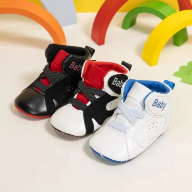 KIDSUN Casual High Gang Soft Sole Basketball Sports Shoes Baby Boy Girl Anti-slip First Walkers Infant Newborn Baby Shoes 1
