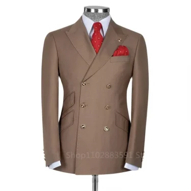 Classic Men Suits Slim Fit Business Groom Suit Blue Peak Lapel Tuxedos for Formal Wedding Suit Blazer Only Costume Homme 3