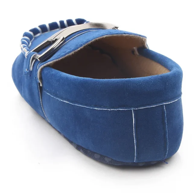 Toddler First Walkers Infant Newborn Anti-slip Shoes Iron Buckle Frosted Leather Peas Shoes for Baby Boy Rubber Sole Moccasins 4