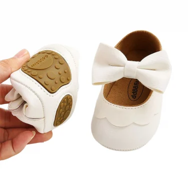 0-18M Newborn Infant Baby Girls Princess Crib Shoes Bow Knot Solid Color First Walker Soft Sole Shoes 6