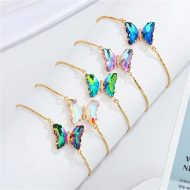 Steel Fun Jewelry Female Bling Gradient Butterfly Bracelet For Women 2024 Trendy Gold Color Chain Y2K Sweet Bracelet Party Gift 1