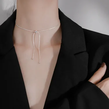 XIYANIKE Silver Color Snake Chain Necklace Female Clavicle Chain Adjustable Short Style Fashion Simple Party Decoration 2