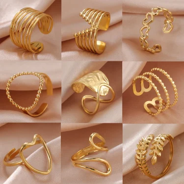Skyrim Stainless Steel Women Rings Geometric Heart Aesthetic Adjustable Open Finger Ring Fashion Party Jewelry Gifts Wholesale 1