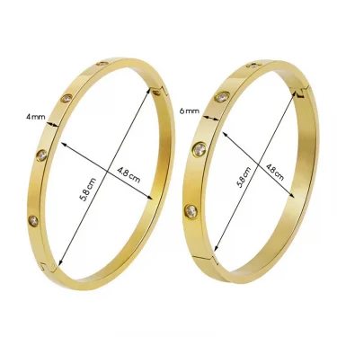 Stainless Steel Bracelets On Hand 6mm 4mm Bangles For Women Jewelry Lady Girl Women's Fashion Rhinestone Titanium Designer Gifts 4