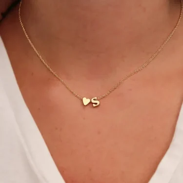 SUMENG Fashion Tiny Heart Dainty Initial Necklace Gold Silver Color Letter Name Choker For Women Pendant Jewelry Gift 1