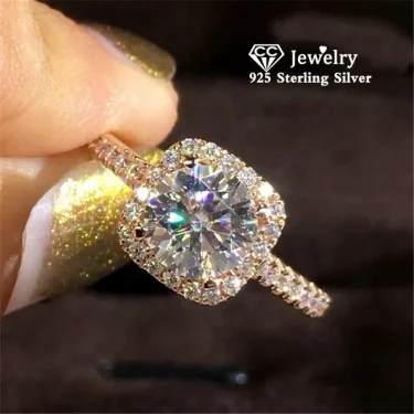 CC Jewelry Fashion Rings For Women‘s Ring Luxury Gold Color Square Stone Anneau Engagement Bijoux Bridal Wedding Ring CC627 1