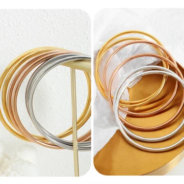 3 Pieces/lot Non Fading Stainless Steel Bracelet Bangles For Women Simple Style Gold Plated Waterproof Women's Bracelets Bangle 3