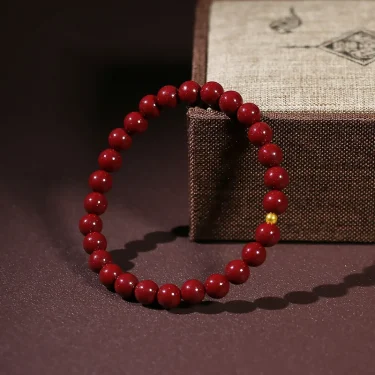 Lucky Cinnabar Red Gold Color Beads Natural Stone Beaded Bracelet for Women Bracelet Party Jewelry Bring Good Luck Gift 2