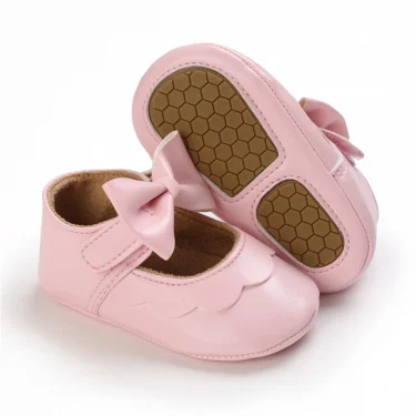 Baby Girls Shoes Mary Jane Flats Princess Bowknot Dress Shoes PU Anti-slip Soft Sole First Walkers Crib Shoes for Infants 6