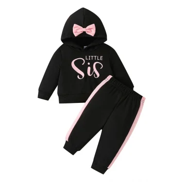 Comfort Fashion Spring-Autumn Baby 2-Piece Clothing Set Children Long Sleeve Hoodie and Color Blocked Pants Everyday Wear Sets 1
