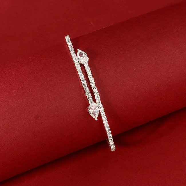 Miallo Fashion Rhinestone Bracelets for Women Silver Color Bangle Shining Luxury Trendy Ladies Girls Bracelet Jewelry Gifts 4