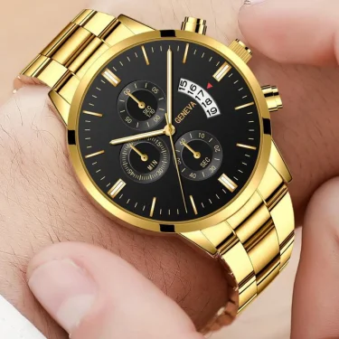 New Geneva Leisure Business Men's Watch Fashion Three Eyes Military Quartz Watch Stainless Steel Waterproof Gentleman Wristwatch 4