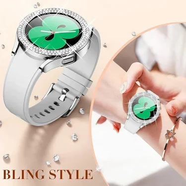 Bling Case for Samsung Galaxy Watch 6 4 Case 40mm 44mm Accessories Fashion Two Rows Diamond bumper Galaxy Watch 5 6 40 mm Cover 2