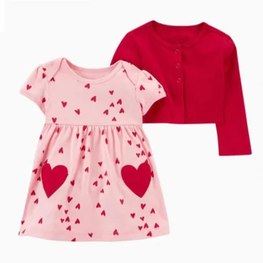2pcs Spring Summer Infant Baby Girls Clothes Sets Toddler Dresses Long Sleeves Cardigan+Bodysuit Dress Newborn Girl Outfit 2