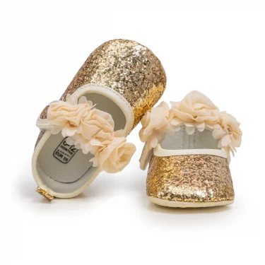 KIDSUN Baby Girl Shoes Party Cotton Bottom Non-slip Bling Newborns Infant Crib First Walkers Toddler Baby Shoes Flower Lace 6