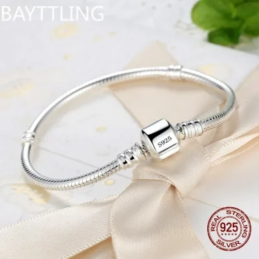 Luxury Handmade Original Fine Jewelry 925 Sterling Silver Charm Bracelet Soft Smooth Snake Bone Bracelets for Women 1