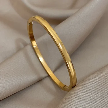 4MM Curved Glossy Thin Plain Bangle for Women Men Stainless Steel Bracelet Waterproof Cuff Stackable Minimalist Jewelry Gifts 2