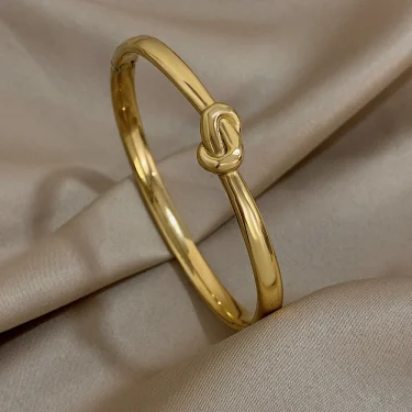 Simple Thin Stainless Steel Knotted Bangle Bracelets for Women Men Unisex Gold Color Cuff Waterproof Stackable Jewelry Gifts 1