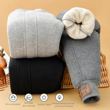 1pcs Boys Girls Thick Pants Winter Kids Padded Plush Velvet Trousers Teen Lamb Wool Warm Snow Pants Children Clothes Sweat Pants 3