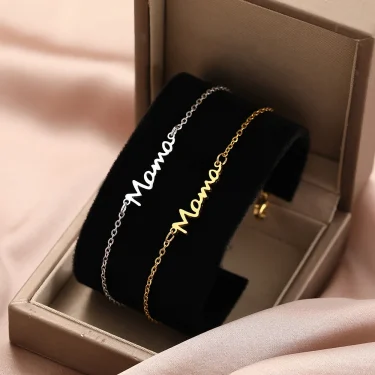 Stainless Steel Bracelets Letter Mama Pendant Chains Fashion Charms Bracelet For Women Jewelry Party Lover Mum Mother's Gifts 4
