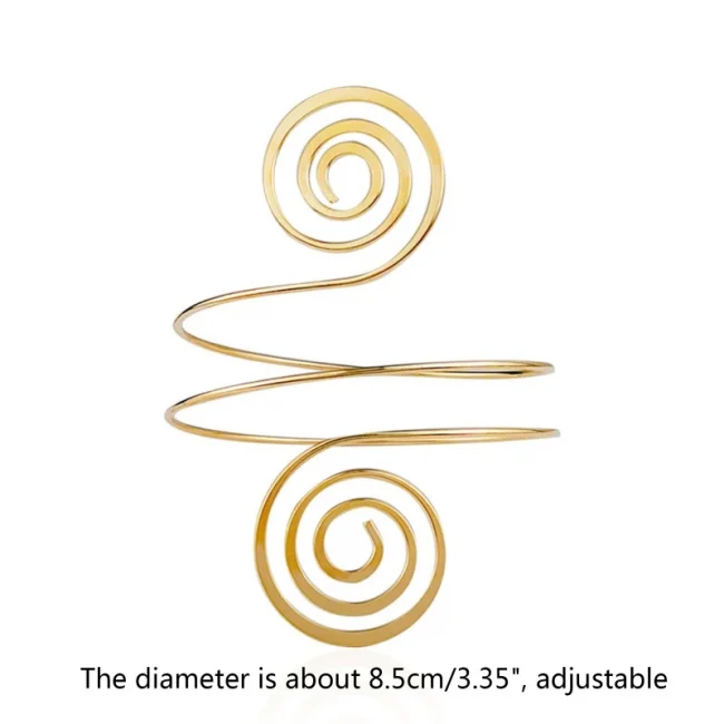 Upper Arm Bracelet Metal Coil Swirl Spiral Shape Armband Cuff Fashion Simple Arm Bangle Armlet Adjustable for Women Girl 5