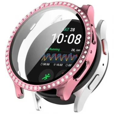 Diamond Case for Samsung Galaxy Watch 7 40mm 44mm Screen Protector Tempered Glass Bling Cover Full Protector for Galaxy Watch FE 4