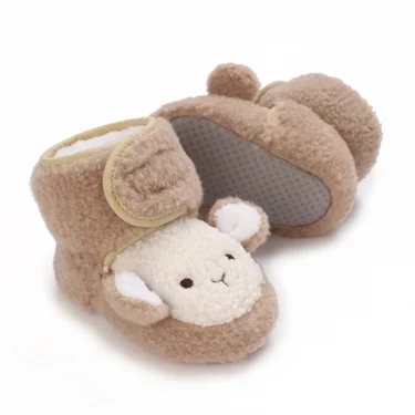 Winter Baby Warm Cotton Shoes 0-18 Months Old Baby Outdoor Anti Slip Snow Boots With Plush Soft Soles Baby Walking Shoes 2