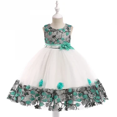 Summer Kids Girl Dress Embroidery Flower Girls Birthday Party Dresses Children Princess Prom Costums Formal Clothes 3 8 Years 6