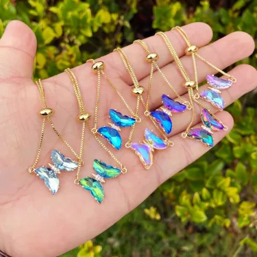 Steel Fun Jewelry Female Bling Gradient Butterfly Bracelet For Women 2024 Trendy Gold Color Chain Y2K Sweet Bracelet Party Gift 2