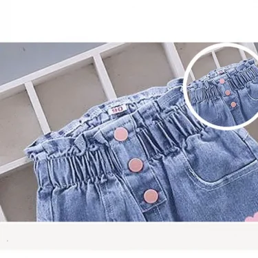 Winter Baby Girls Plush Denim Pants Toddler Kids Cartoon Butterfly Printing Jeans Children Fashion Leisure Keep WarmTrousers1-6Y 6