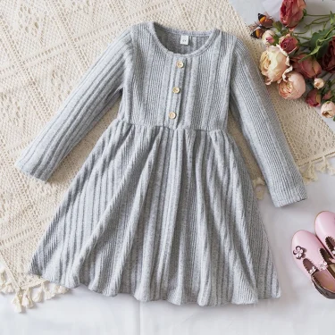 Autumn Girls Knitted Dresses Long Sleeve Sweater Girl Dress Princess Birthday Party Costumes Kids Casual Vestidos 5
