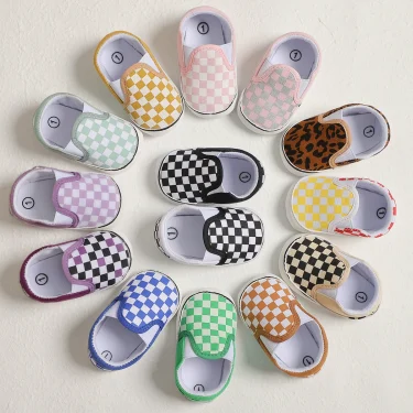 Classic Boys Girls Canvas Shoes Checkerboard Casual Baby Shoes Comfortable Soft Sole Outdoor Newborn Toddler Boy Shoes 1