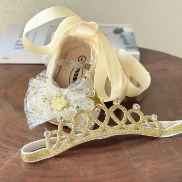 2pcs/Set Newborn Baby Shoes Baby Boy Girl Shoes Girl Classic Bowknot Rubber Sole Anti-slip PU Dress Shoes First Walker Toddler C 2