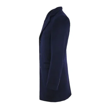 Smart Casual Black Woolen Blazer for Men with Notch Lapel Single Breasted Dinner Jacket Elegant Suit Coat for Wedding/Business 5