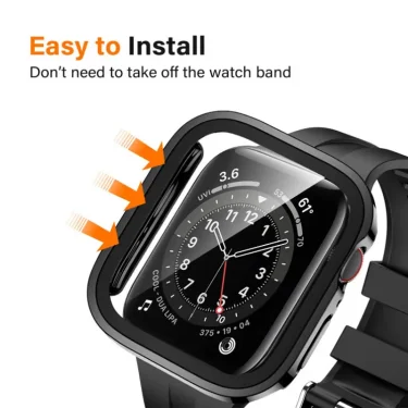 Tempered Glass Case for Apple Watch 45mm 41mm 44mm 40mm Screen Protector Cover Waterproof Hard Bumper iWatch Series 4 5 SE 6 7 8 4