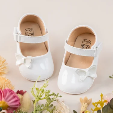 KIDSUN Baby Shoes Newborn Girl Princess PU Toddler Shoes Bow Decor Rubber Sole Anti-Slip First Walker Shoes 0-18M 2
