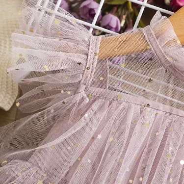 Girls Sequin Dresses for Summer Ruffles Elegant Princess Dress for Girl Birthday Wedding Party Dress 3-8 Yrs Holiday Casual Wear 3